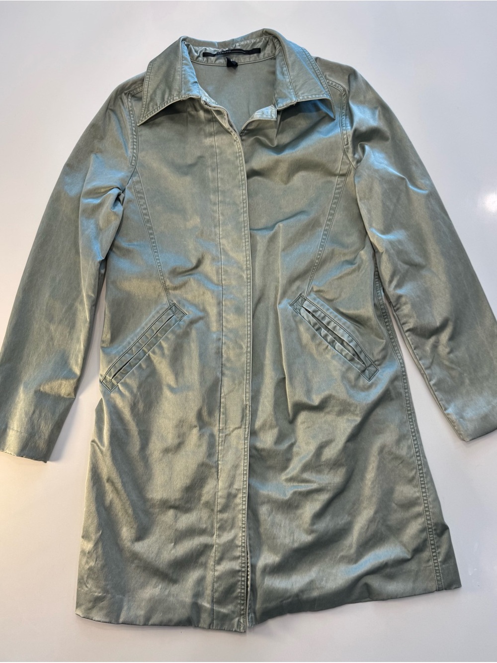 Trench Coat - Sage Green Women's Trench Coat - Picture 4 of 12
